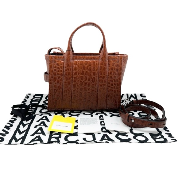 Marc Jacobs New The Small Tote Spice Brown Croc Embossed Leather With Strap - Picture 9 of 12
